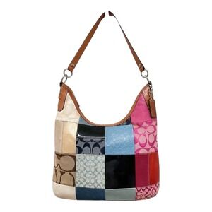 Coach Patchwork Convertible Hobo Shoulder Crossbody‎ Bag Multicolor F14650